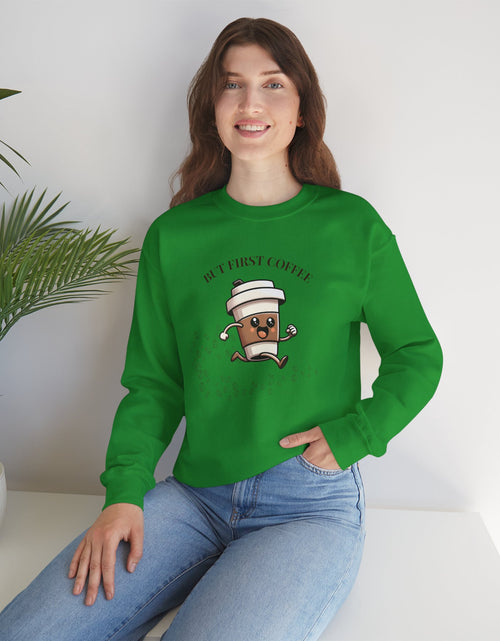 Load image into Gallery viewer, Cute Coffee Lover Sweatshirt, Unisex Crewneck, Gift for Coffee Lovers, Funny Coffee Apparel, Cozy Relaxed Fit, Casual Everyday Wear

