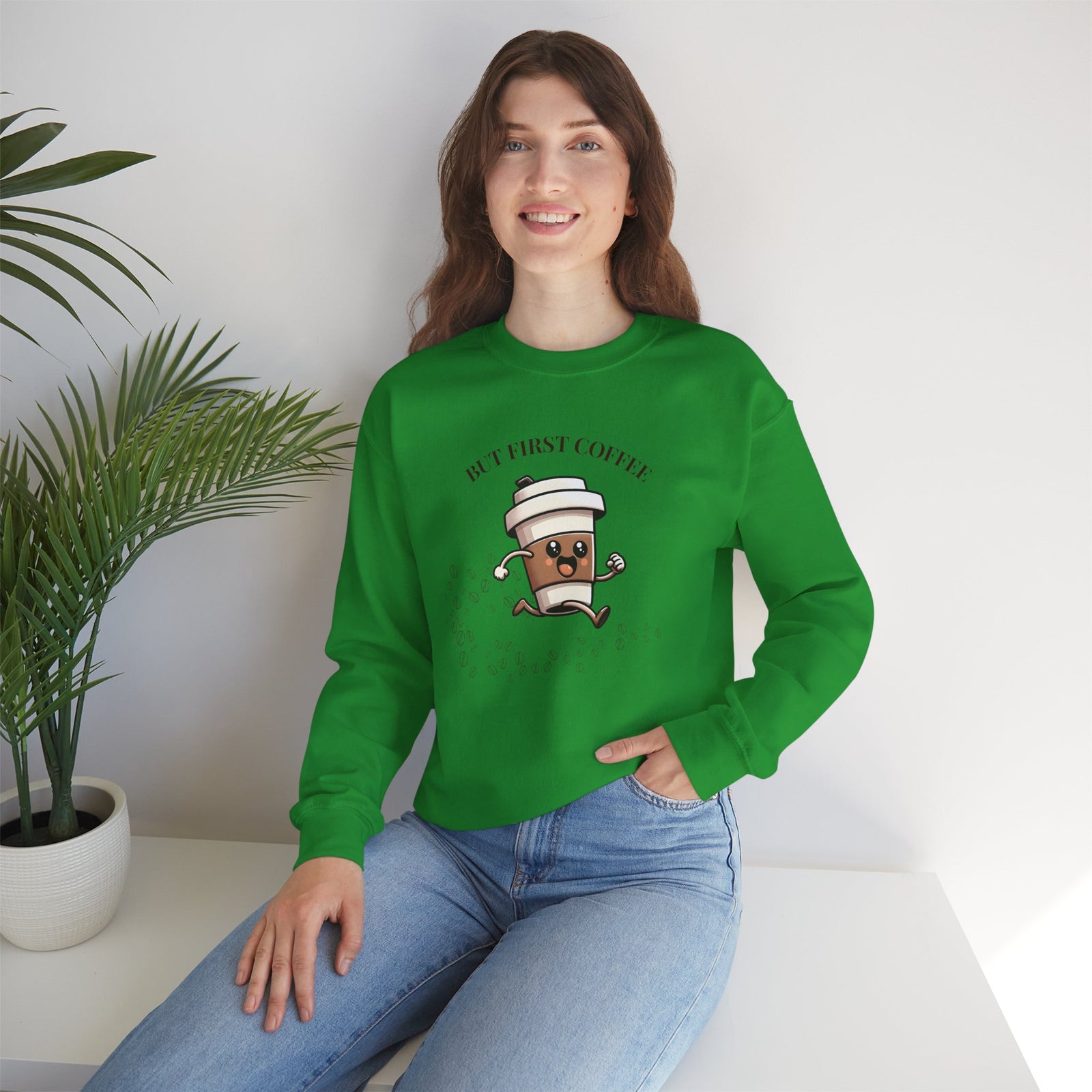 Cute Coffee Lover Sweatshirt, Unisex Crewneck, Gift for Coffee Lovers, Funny Coffee Apparel, Cozy Relaxed Fit, Casual Everyday Wear