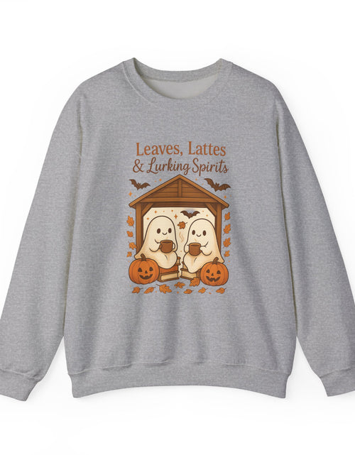 Load image into Gallery viewer, Cozy Halloween Crewneck Sweatshirt, Fall Fashion, Ghost Design, Pumpkin Patch Sweatshirt, Autumn Vibes, Unisex Apparel
