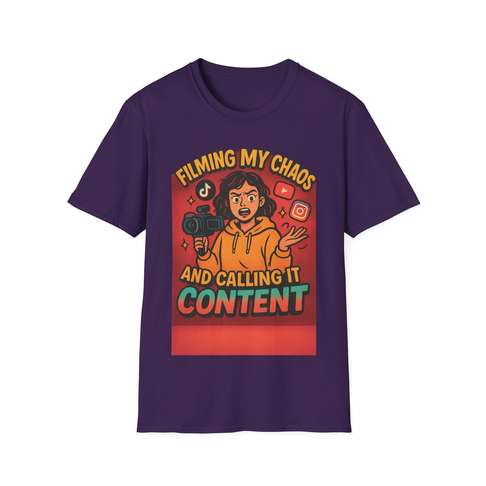 Filming My Chaos T-Shirt, Funny Graphic Tee, Unisex Softstyle Shirt, Content Creator Apparel, Gift for YouTuber, TikTok Lover
