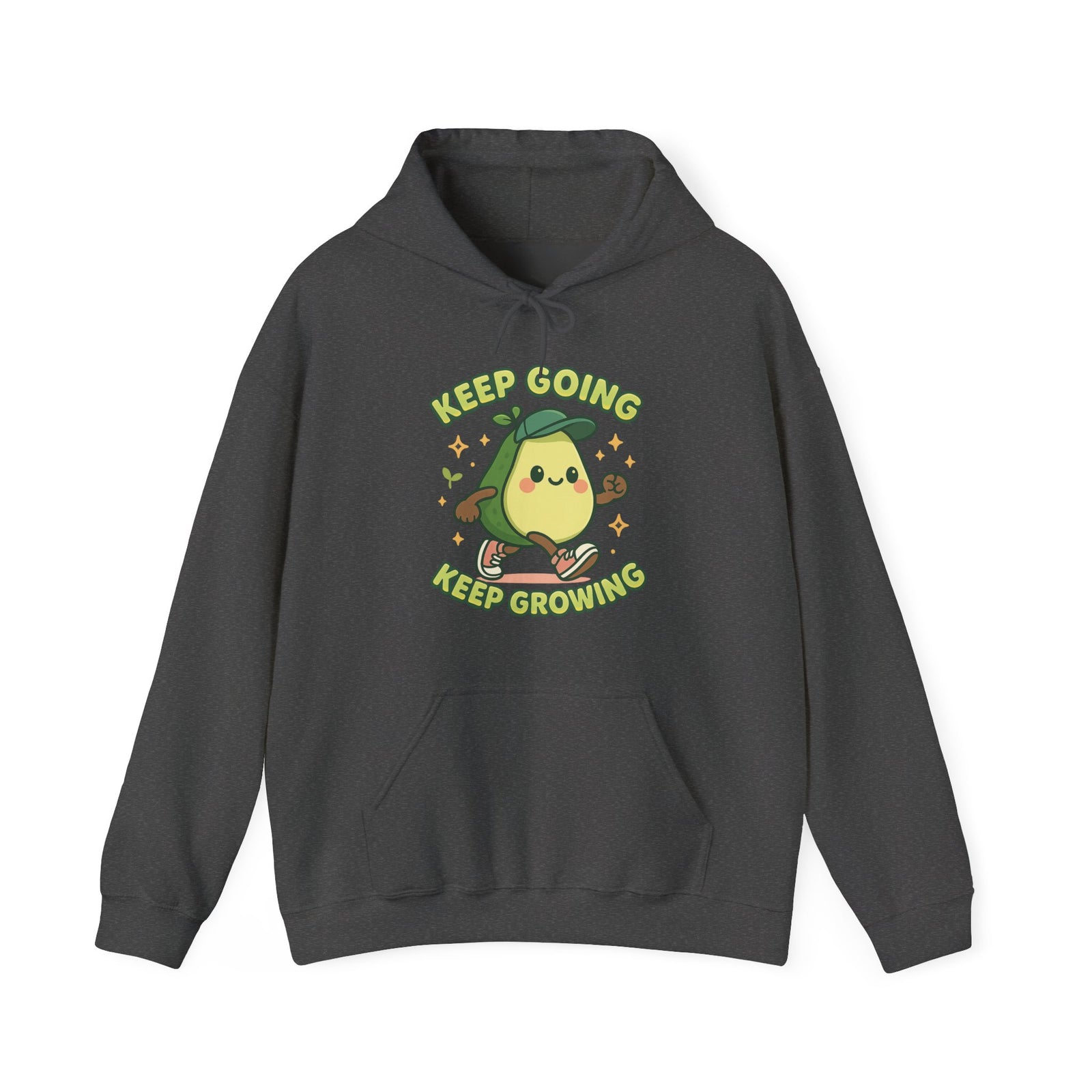 Cute Avocado Inspirational Hoodie - Keep Going, Keep Growing, Fall Fashion, Unique Gift, Comfy Sweatshirt, Cozy Apparel
