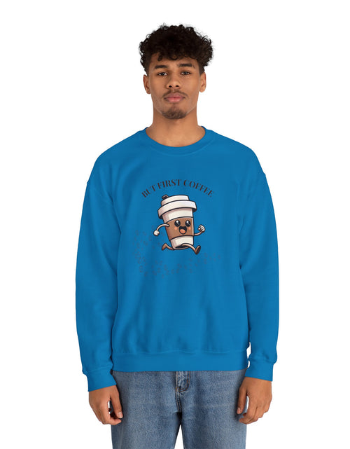 Load image into Gallery viewer, Cute Coffee Lover Sweatshirt, Unisex Crewneck, Gift for Coffee Lovers, Funny Coffee Apparel, Cozy Relaxed Fit, Casual Everyday Wear
