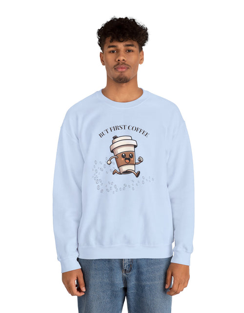Load image into Gallery viewer, Cute Coffee Lover Sweatshirt, Unisex Crewneck, Gift for Coffee Lovers, Funny Coffee Apparel, Cozy Relaxed Fit, Casual Everyday Wear

