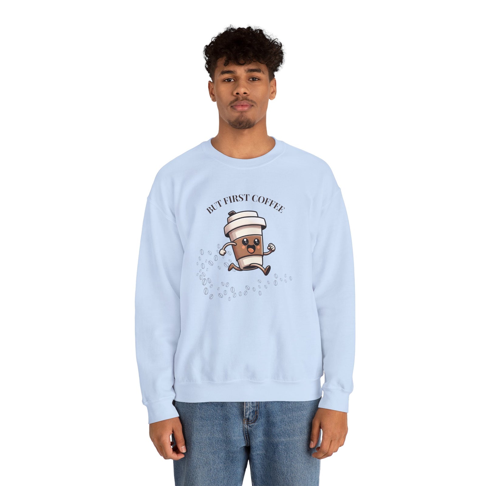 Cute Coffee Lover Sweatshirt, Unisex Crewneck, Gift for Coffee Lovers, Funny Coffee Apparel, Cozy Relaxed Fit, Casual Everyday Wear