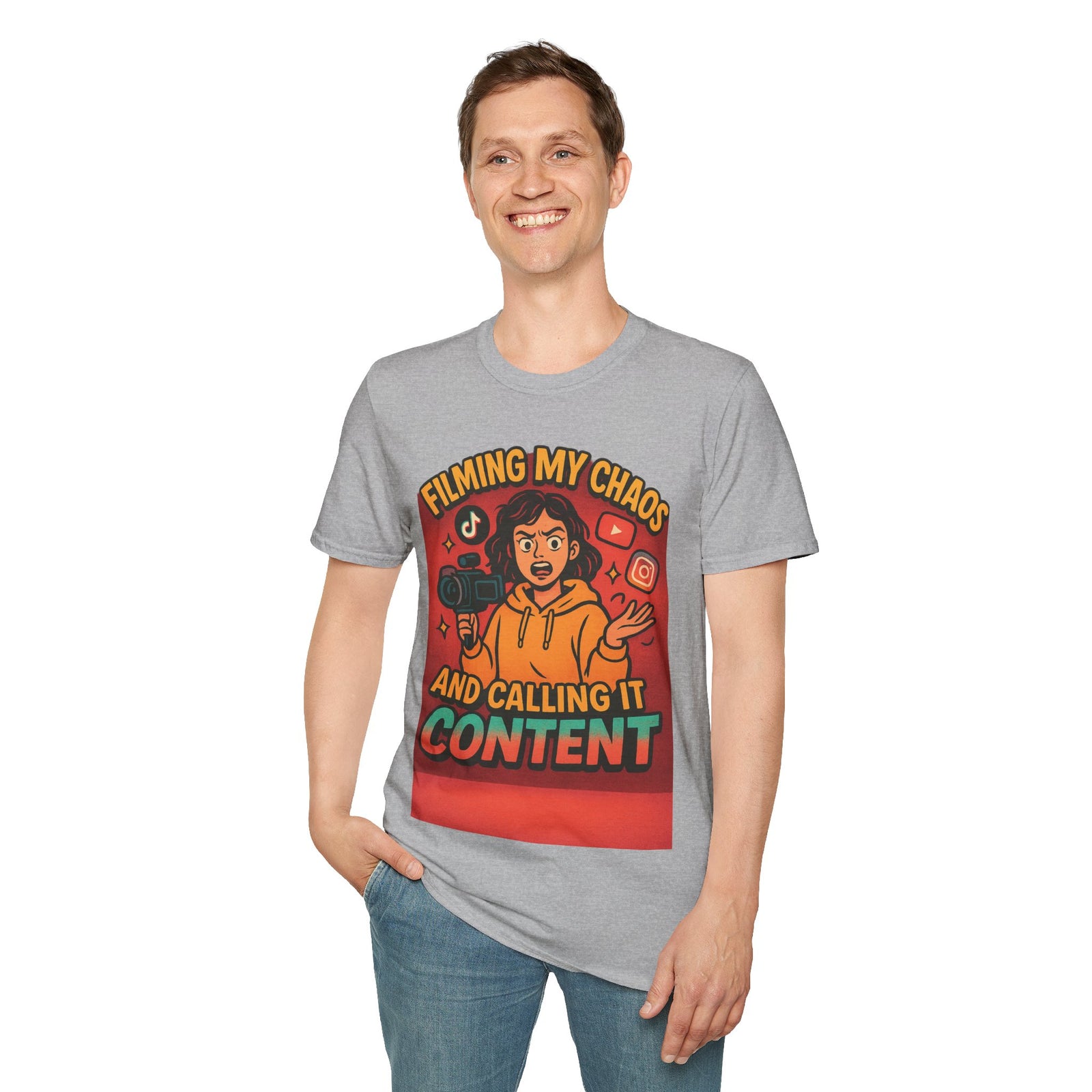 Filming My Chaos T-Shirt, Funny Graphic Tee, Unisex Softstyle Shirt, Content Creator Apparel, Gift for YouTuber, TikTok Lover