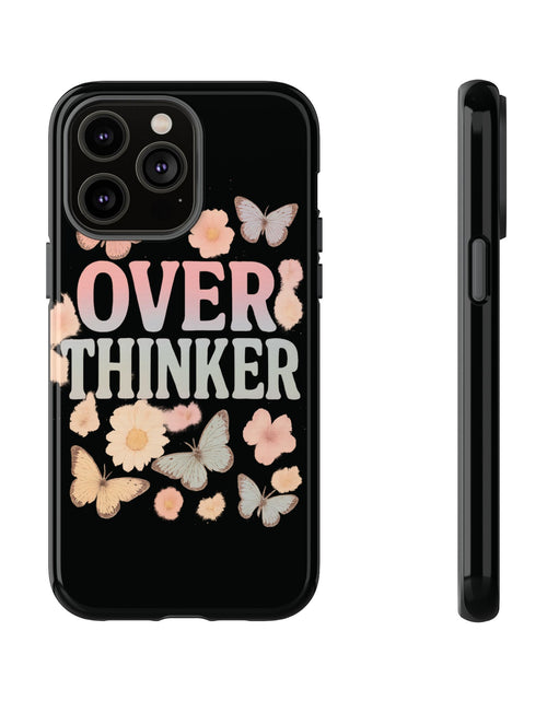 Load image into Gallery viewer, Butterfly Overthinker Phone Case, Floral iPhone Cover, Thoughtful Gift for Her, Cute Tech Accessory, Aesthetic Case for Anxiety Relief
