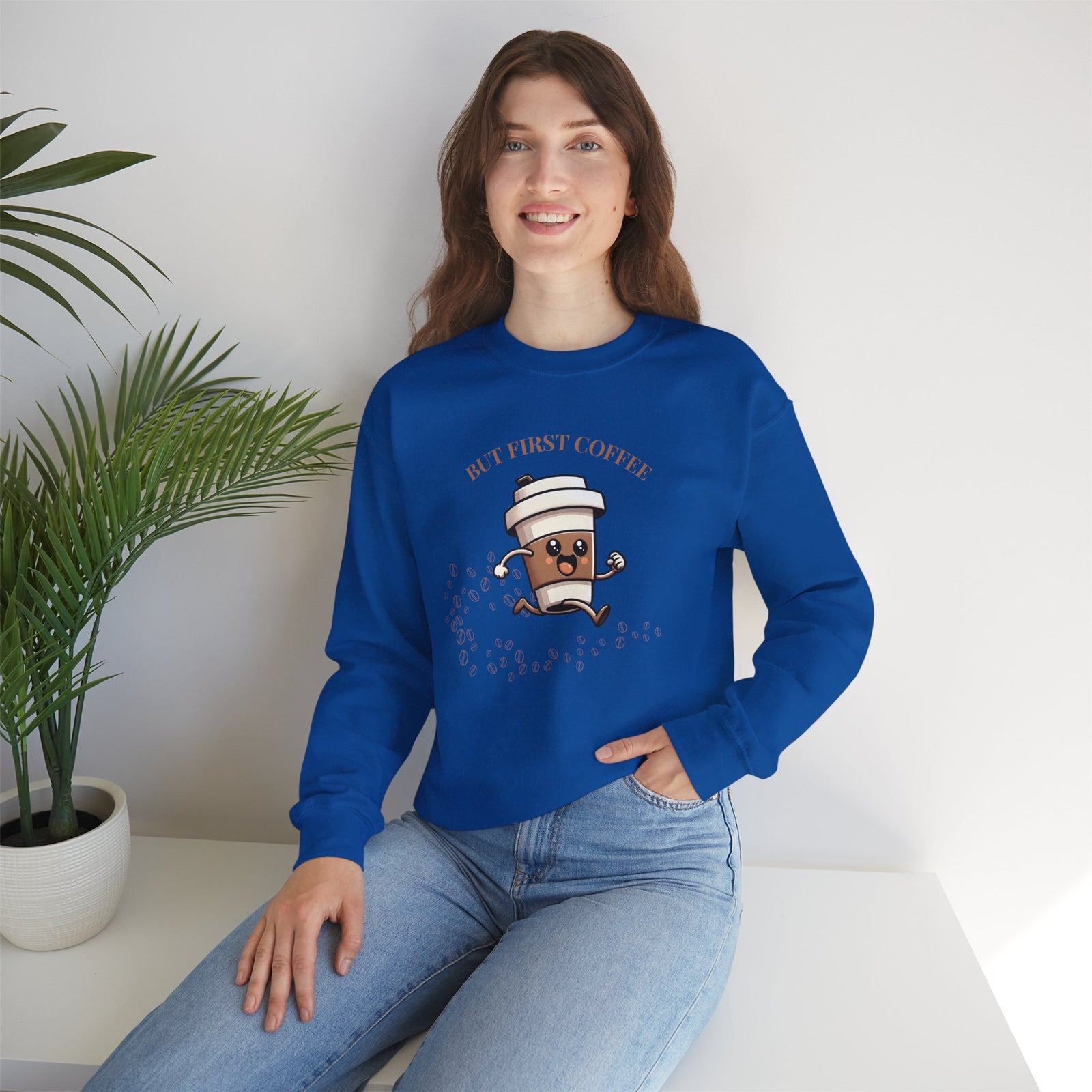 Cute Coffee Lover Sweatshirt, Unisex Crewneck, Gift for Coffee Lovers, Funny Coffee Apparel, Cozy Relaxed Fit, Casual Everyday Wear