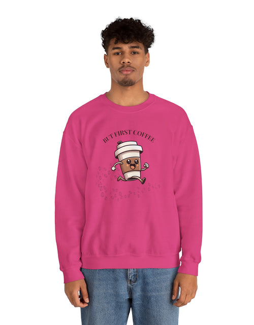 Load image into Gallery viewer, Cute Coffee Lover Sweatshirt, Unisex Crewneck, Gift for Coffee Lovers, Funny Coffee Apparel, Cozy Relaxed Fit, Casual Everyday Wear

