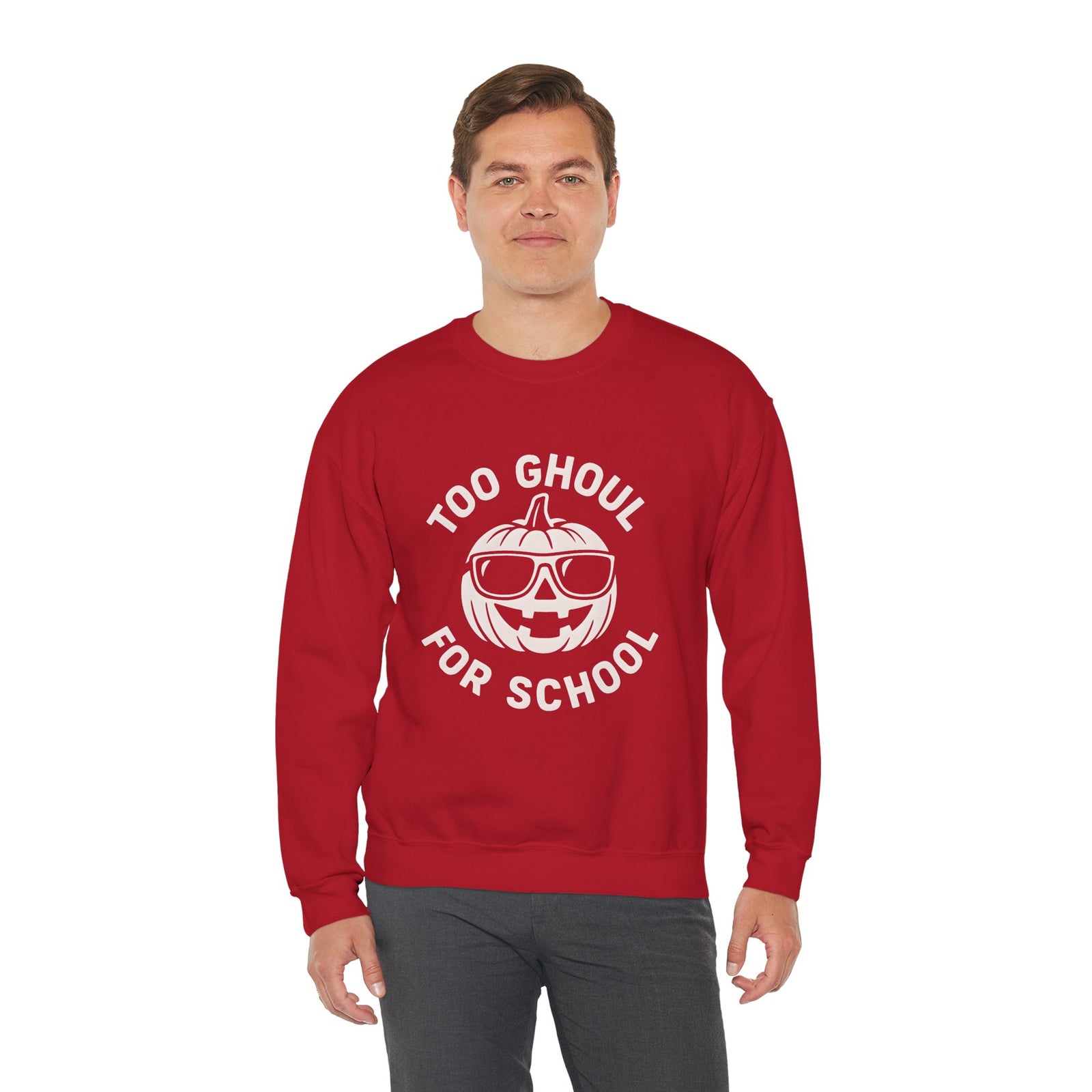 Halloween-Themed Crewneck Sweatshirt, Spooky Sweatshirt, Comfortable Fall Apparel, Gifts for Students, Unisex Halloween Clothing