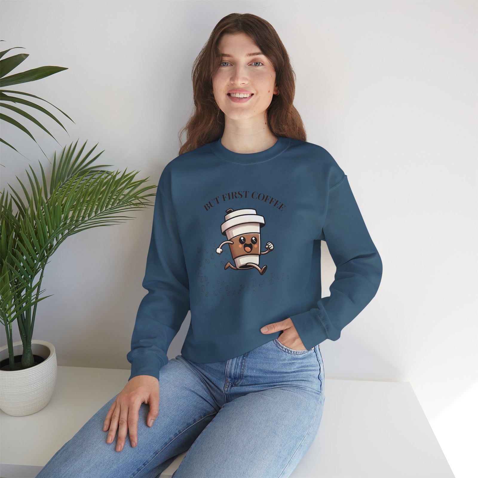 Cute Coffee Lover Sweatshirt, Unisex Crewneck, Gift for Coffee Lovers, Funny Coffee Apparel, Cozy Relaxed Fit, Casual Everyday Wear