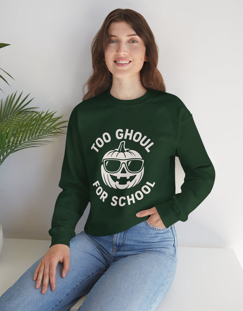 Load image into Gallery viewer, Halloween-Themed Crewneck Sweatshirt, Spooky Sweatshirt, Comfortable Fall Apparel, Gifts for Students, Unisex Halloween Clothing
