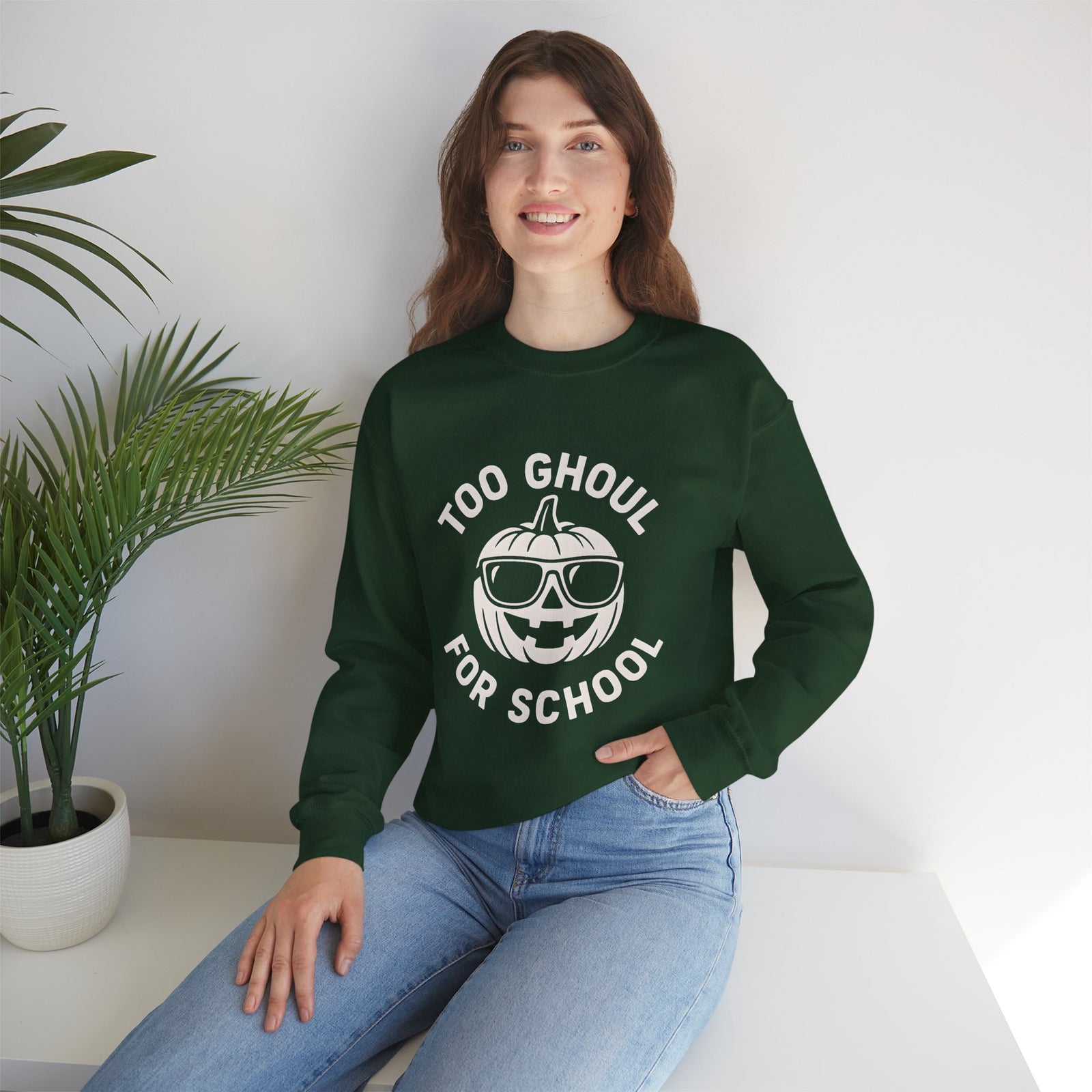 Halloween-Themed Crewneck Sweatshirt, Spooky Sweatshirt, Comfortable Fall Apparel, Gifts for Students, Unisex Halloween Clothing