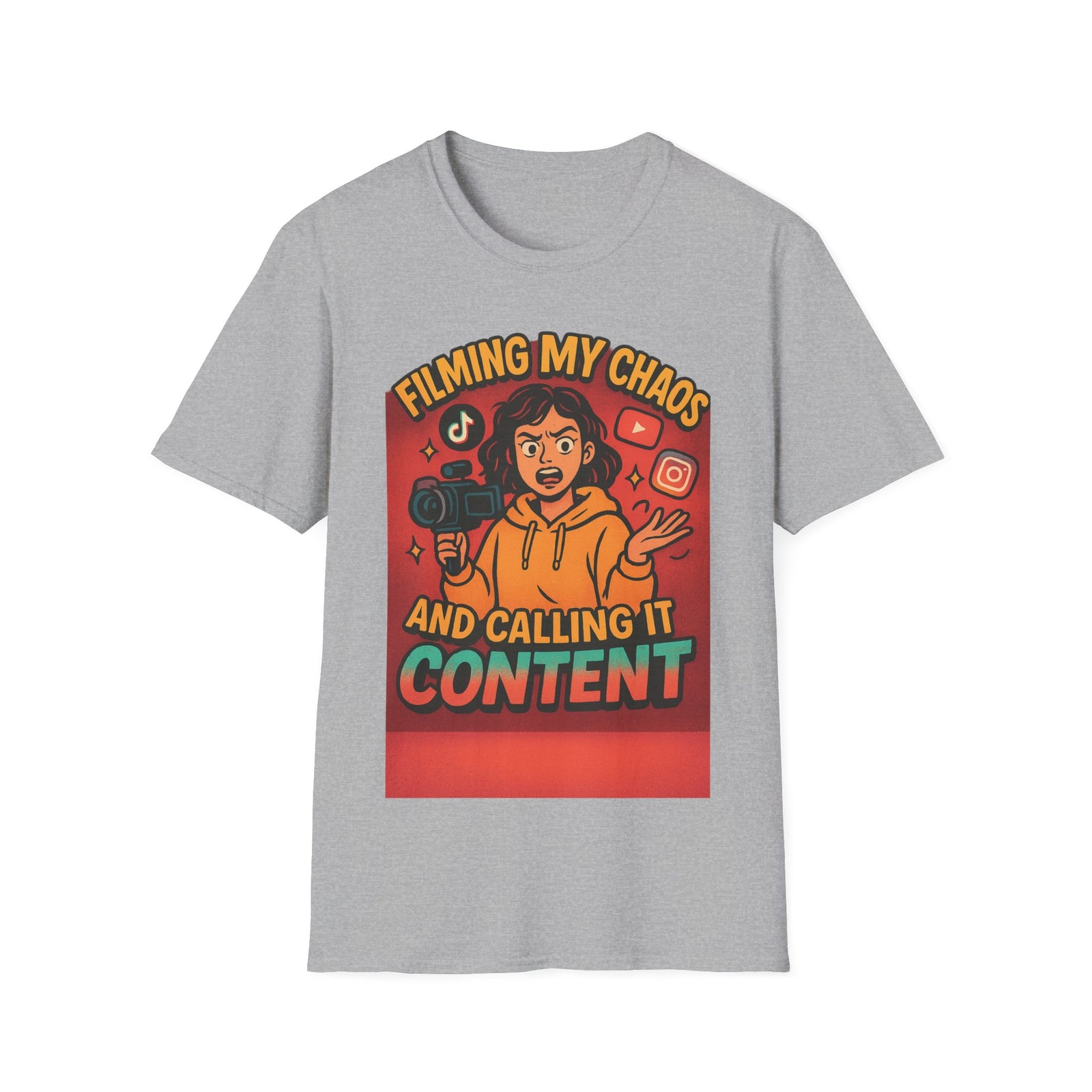 Filming My Chaos T-Shirt, Funny Graphic Tee, Unisex Softstyle Shirt, Content Creator Apparel, Gift for YouTuber, TikTok Lover