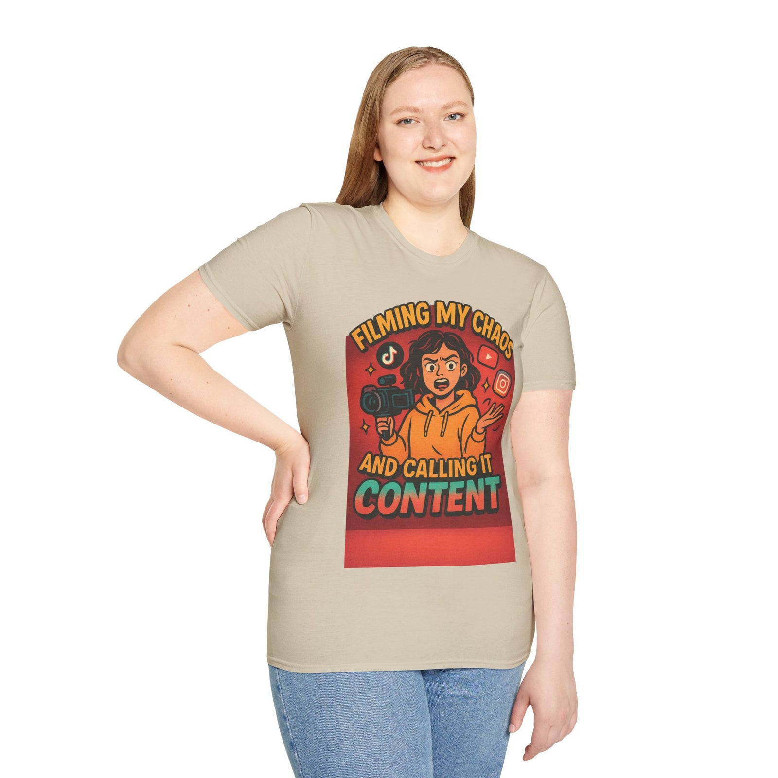 Filming My Chaos T-Shirt, Funny Graphic Tee, Unisex Softstyle Shirt, Content Creator Apparel, Gift for YouTuber, TikTok Lover