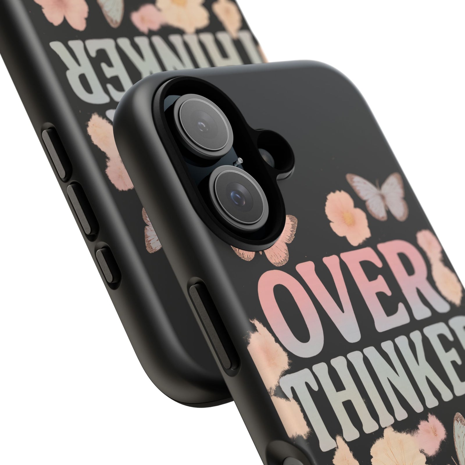Butterfly Overthinker Phone Case, Floral iPhone Cover, Thoughtful Gift for Her, Cute Tech Accessory, Aesthetic Case for Anxiety Relief