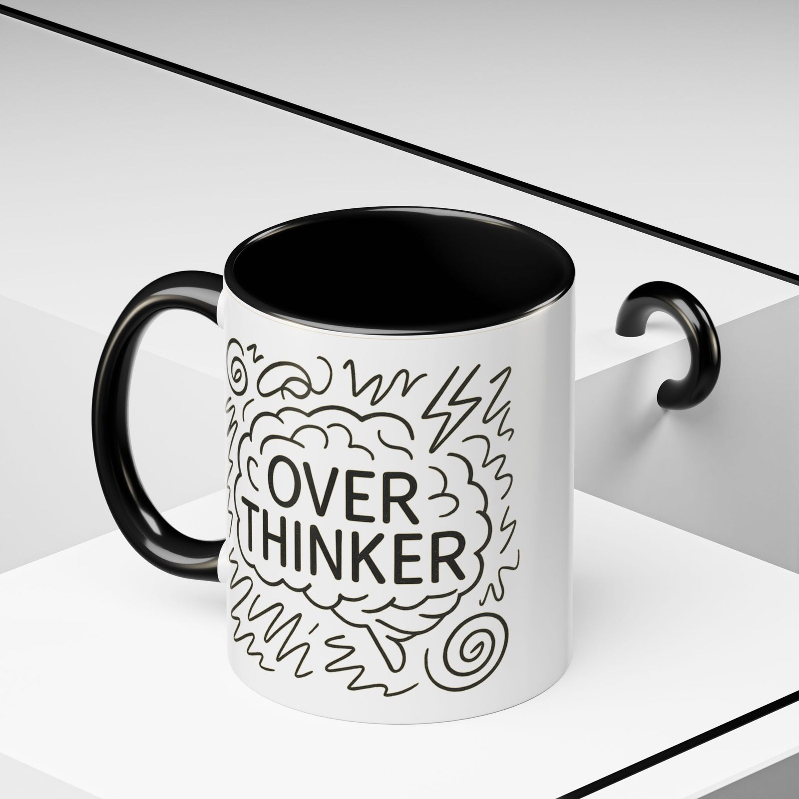 Overthinker Accent Coffee Mug | Funny Gift for Coffee Lovers, Stress Relief Mug, Office Humor, Unique Birthday Present, Mindfulness Decor