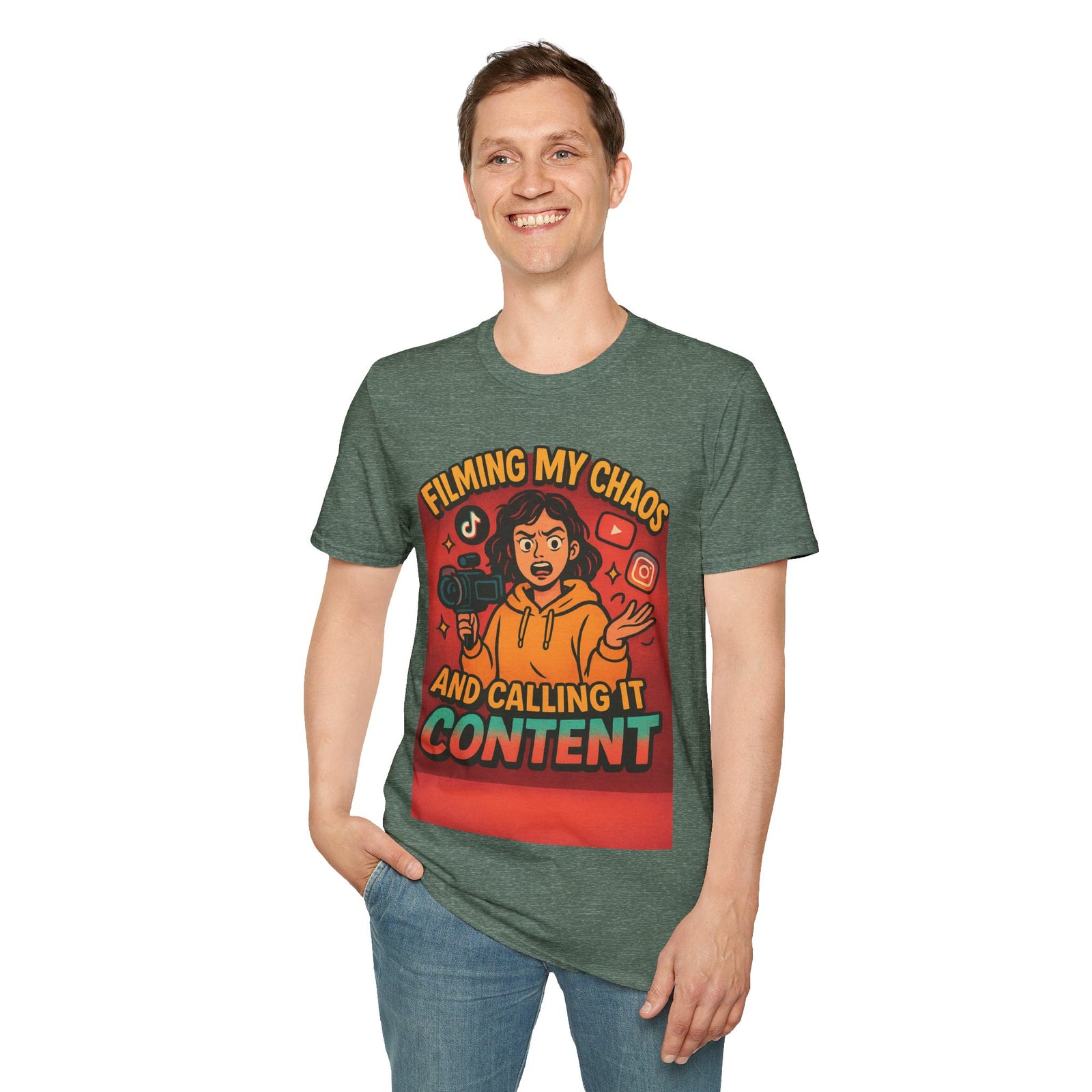 Filming My Chaos T-Shirt, Funny Graphic Tee, Unisex Softstyle Shirt, Content Creator Apparel, Gift for YouTuber, TikTok Lover