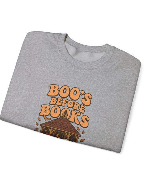 Load image into Gallery viewer, Boo&#39;s Before Books Sweatshirt | Cozy Fall Crewneck for Book Lovers, Halloween Gift, Unisex Sweatshirt, Casual Fall Style, Reading [...]

