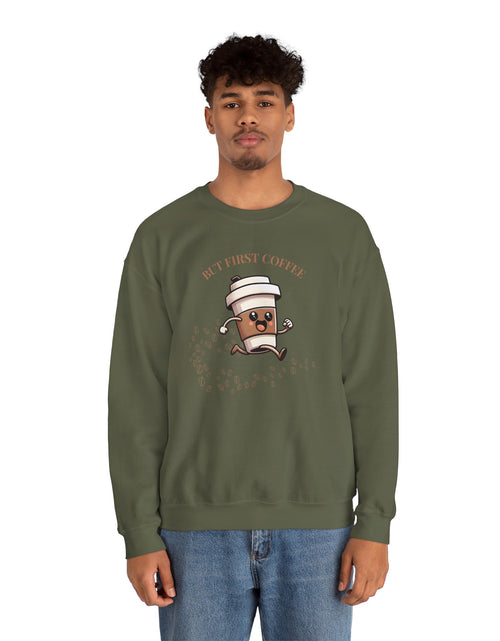 Load image into Gallery viewer, Cute Coffee Lover Sweatshirt, Unisex Crewneck, Gift for Coffee Lovers, Funny Coffee Apparel, Cozy Relaxed Fit, Casual Everyday Wear
