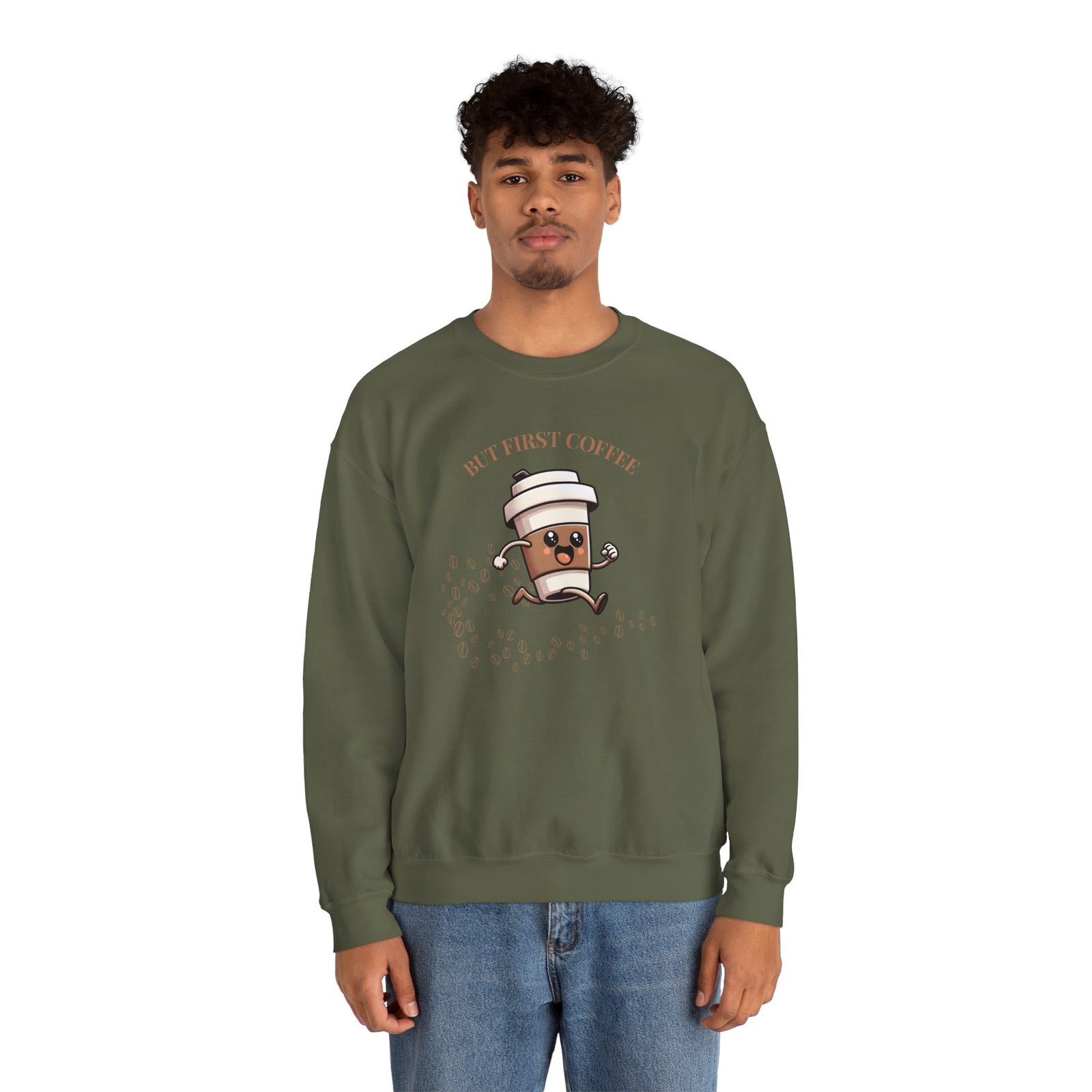Cute Coffee Lover Sweatshirt, Unisex Crewneck, Gift for Coffee Lovers, Funny Coffee Apparel, Cozy Relaxed Fit, Casual Everyday Wear
