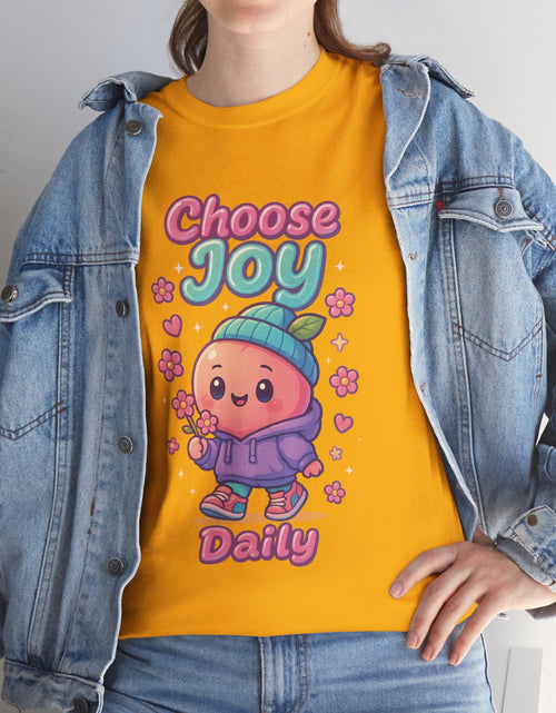 Load image into Gallery viewer, Cute &#39;Choose Joy Daily&#39; Unisex Tee, Happy Shirt, Gift for Friends, Positive Vibes, Everyday Wear, Cheerful Apparel
