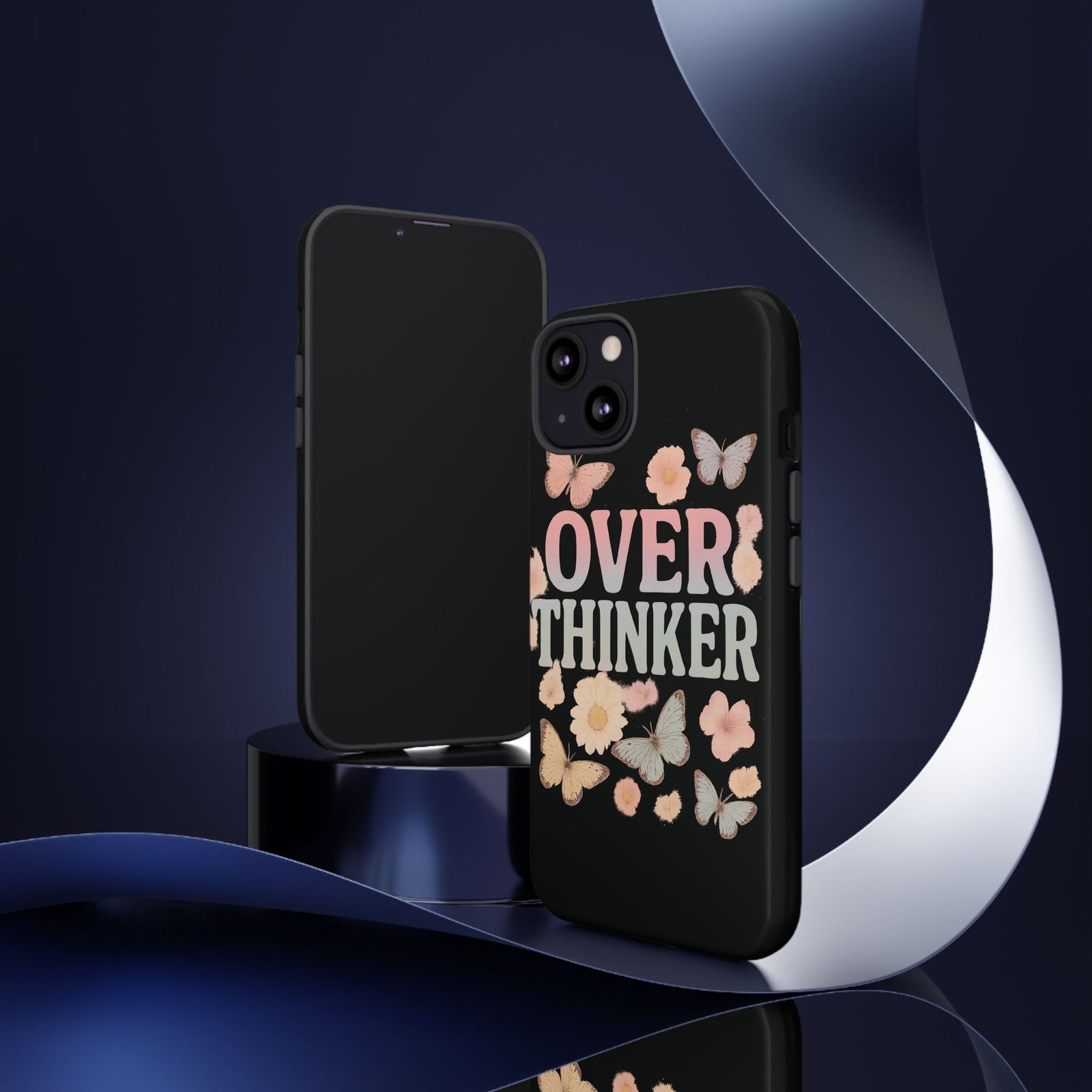 Butterfly Overthinker Phone Case, Floral iPhone Cover, Thoughtful Gift for Her, Cute Tech Accessory, Aesthetic Case for Anxiety Relief